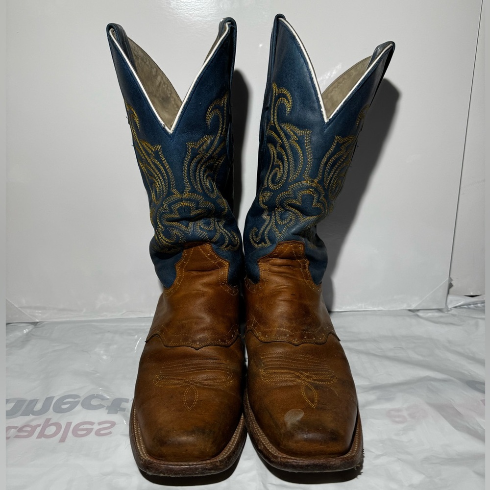 Brown and Blue Cowboy Boots
